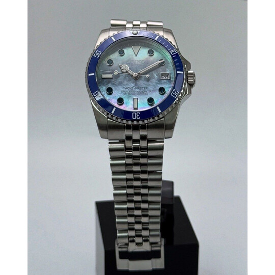 Custom Seiko Mod • Blue Diamond Mother of Pearl Yachtmaster • 36mm